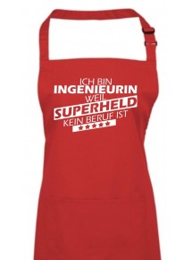 Kochschürze, Ich bin Ingenieurin, weil Superheld kein Beruf ist, Farbe rot