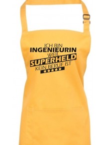 Kochschürze, Ich bin Ingenieurin, weil Superheld kein Beruf ist, Farbe sunflower