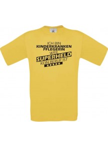 Männer-Shirt Ich bin Kinderkrankenpflegerin, weil Superheld kein Beruf ist, gelb, Größe L