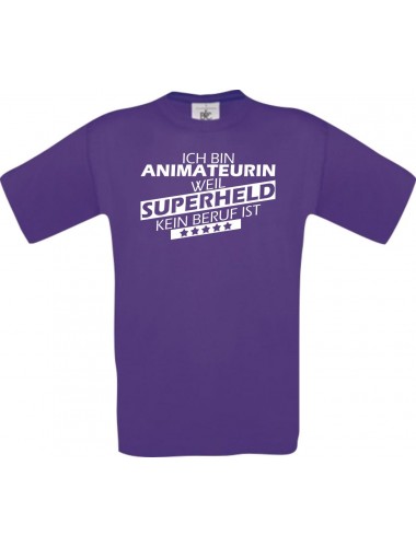 Männer-Shirt Ich bin Animateurin, weil Superheld kein Beruf ist, lila, Größe L