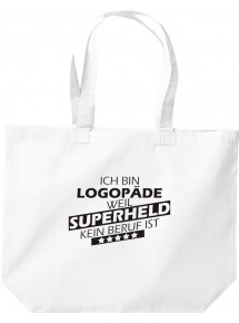 große Einkaufstasche, Ich bin Logopäde, weil Superheld kein Beruf ist, Farbe weiss
