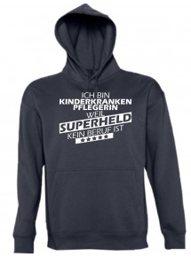 Kapuzen Sweatshirt  Ich bin Kinderkrankenpflegerin, weil Superheld kein Beruf ist, navy, Größe L
