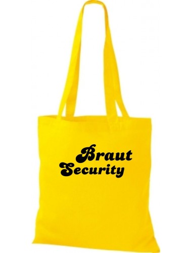 Stoffbeutel JGA Braut Security  Farbe gelb