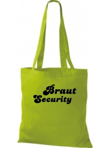 Stoffbeutel JGA Braut Security  Farbe lime