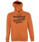Kapuzen Sweatshirt  Ich bin Monteur, weil Superheld kein Beruf ist, orange, Größe L
