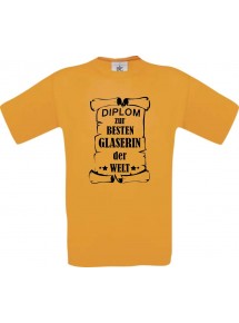 Männer-Shirt zur besten Glaserin der Welt, orange, Größe L