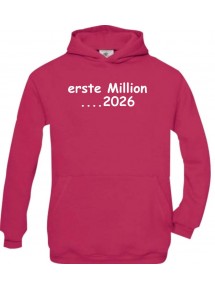 Kinder Kapuzenpullover erste Million 2026, süße Geschenkidee Geburtstag kult, pink, Größe 110/116