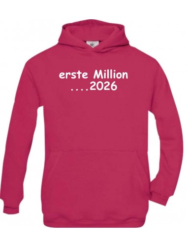 Kinder Kapuzenpullover erste Million 2026, süße Geschenkidee Geburtstag kult, pink, Größe 110/116