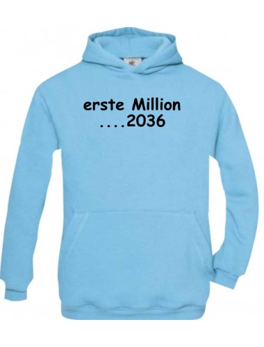 Kinder Kapuzenpullover erste Million 2036, süße Geschenkidee Geburtstag kult, hellblau, Größe 110/116