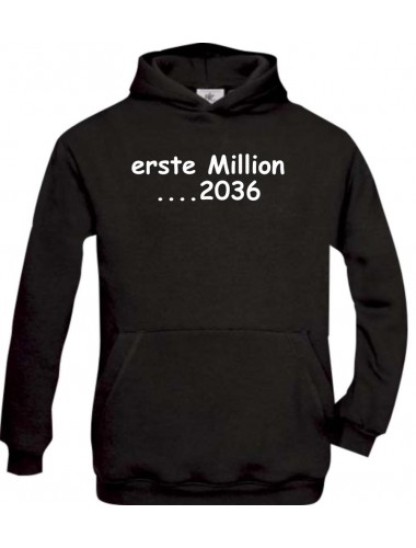 Kinder Kapuzenpullover erste Million 2036, süße Geschenkidee Geburtstag kult, schwarz, Größe 110/116