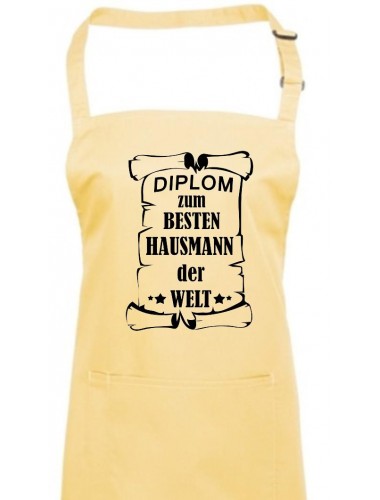 Kochschürze,  Diplom zum besten Hausmann der Welt, Farbe lemon