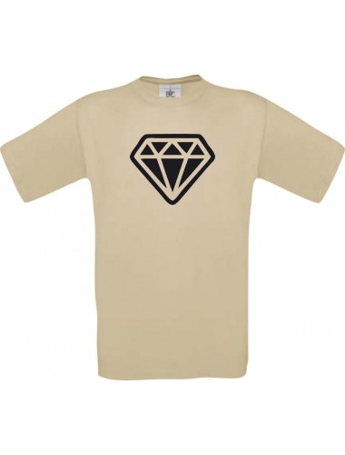 Unisex T-Shirt mit tollem Motiv Diamant, khaki, Größe L