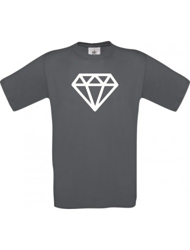 Unisex T-Shirt mit tollem Motiv Diamant, grau, Größe L
