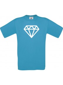 Unisex T-Shirt mit tollem Motiv Diamant, türkis, Größe L