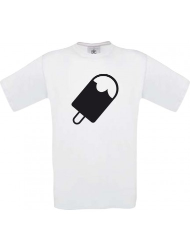 Unisex T-Shirt mit tollem Motiv Eis Eis am Stiel, weiss, Größe L