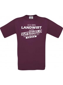 Männer-Shirt Ich bin Landwirt, weil Superheld kein Beruf ist, burgundy, Größe L