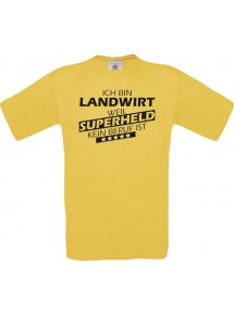 Männer-Shirt Ich bin Landwirt, weil Superheld kein Beruf ist, gelb, Größe L