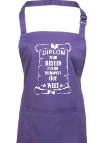 Kochschürze,  Diplom zum besten Physiotherapeut der Welt, Farbe purple