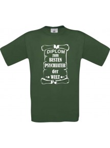 Männer-Shirt Diplom zum besten Psychiater der Welt, grün, Größe L