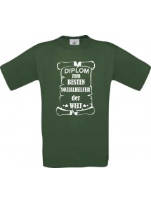 Männer-Shirt Diplom zum besten Sozialhelfer der Welt, grün, Größe L