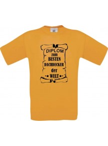 Männer-Shirt Diplom zum besten Dachdecker der Welt, orange, Größe L