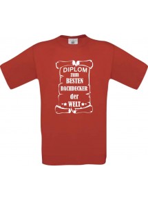 Männer-Shirt Diplom zum besten Dachdecker der Welt, rot, Größe L
