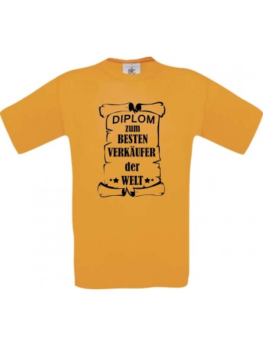 Männer-Shirt Diplom zum besten Verkäufer der Welt, orange, Größe L