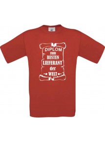 Männer-Shirt Diplom zum besten Lieferant der Welt, rot, Größe L