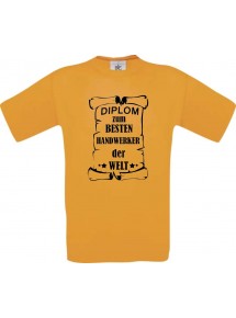 Männer-Shirt Diplom zum besten Handwerker der Welt, orange, Größe L