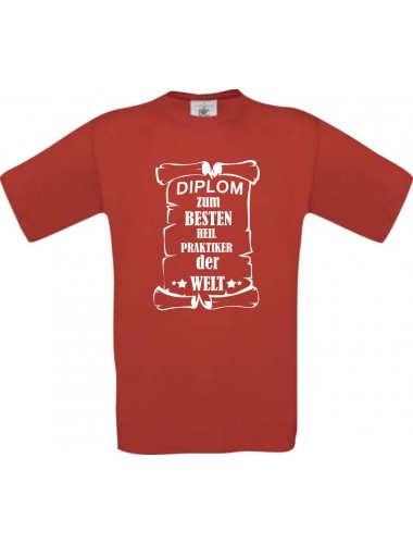 Männer-Shirt Diplom zum besten Heilpraktiker der Welt, rot, Größe L