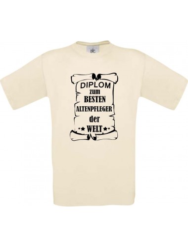 Männer-Shirt Diplom zum besten Altenpfleger der Welt, natur, Größe L