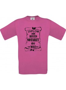Männer-Shirt Diplom zum besten Notarzt der Welt, pink, Größe L