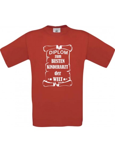 Männer-Shirt Diplom zum besten Kinderarzt der Welt, rot, Größe L