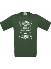 Männer-Shirt Diplom zum besten Gynäkologe der Welt, grün, Größe L