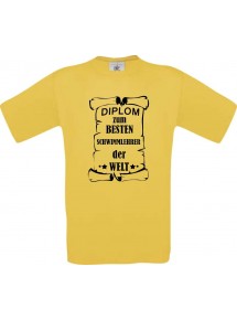 Männer-Shirt Diplom zum besten Schwimmlehrer der Welt, gelb, Größe L