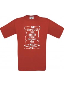 Männer-Shirt Diplom zum besten Pflegepraktikant der Welt, rot, Größe L