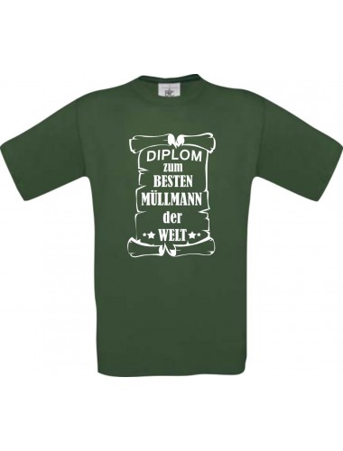 Männer-Shirt Diplom zum besten Müllmann der Welt, grün, Größe L