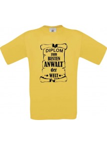 Männer-Shirt Diplom zum besten Anwalt der Welt, gelb, Größe L