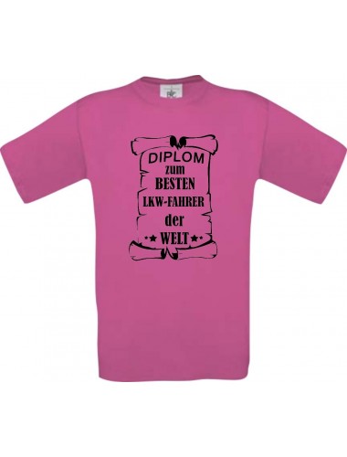 Männer-Shirt Diplom zum besten LKW-Fahrer der Welt, pink, Größe L