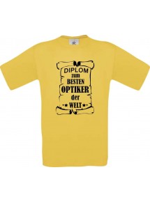 Männer-Shirt Diplom zum besten Optiker der Welt, gelb, Größe L