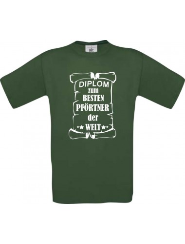 Männer-Shirt Diplom zum besten Pförtner der Welt, grün, Größe L