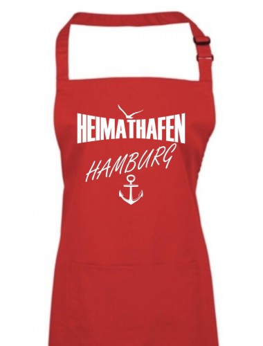 Kochschürze, Heimathafen Hamburg, Farbe rot