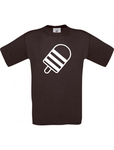 Unisex T-Shirt mit tollem Motiv Eis Eis am Stiel, braun, Größe L