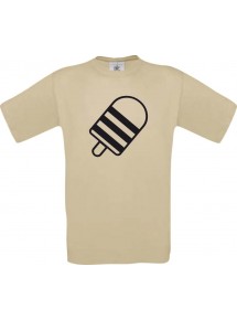 Unisex T-Shirt mit tollem Motiv Eis Eis am Stiel, khaki, Größe L