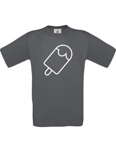 Unisex T-Shirt mit tollem Motiv Eis Eis am Stiel, grau, Größe L