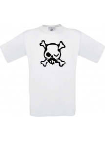 Unisex T-Shirt Skull NEONstyle Moustache, Kult, , Farbe weiss, Größe S