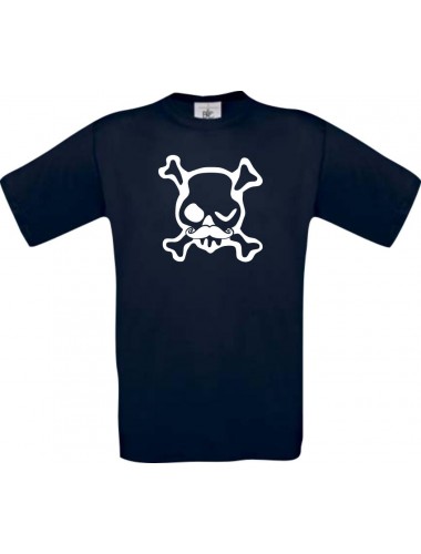 Unisex T-Shirt Skull NEONstyle Moustache, Kult, , Farbe blau, Größe S