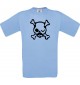 Unisex T-Shirt Skull NEONstyle Moustache, Kult, , Farbe hellblau, Größe S