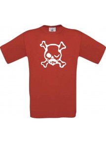 Unisex T-Shirt Skull NEONstyle Moustache, Kult, , Farbe rot, Größe S