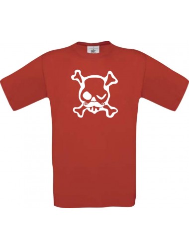 Unisex T-Shirt Skull NEONstyle Moustache, Kult, , Farbe rot, Größe S